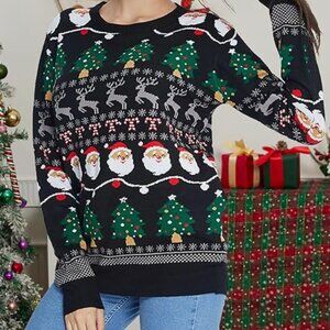 Festive Christmas Light Up Sweater with Santa and Reindeer